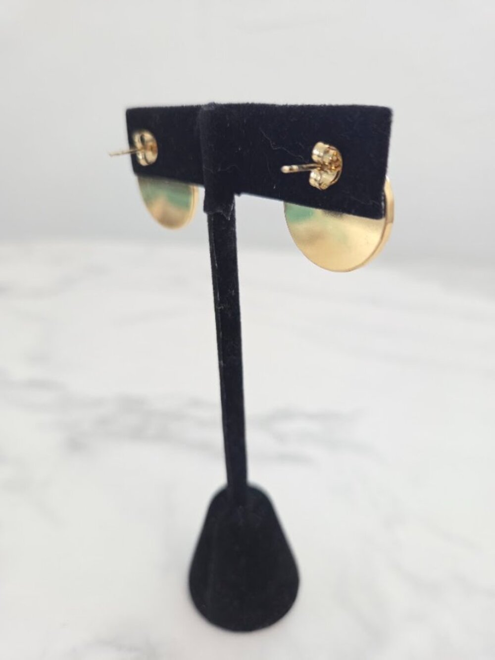 Vintage Gold Pearl Cable Twist Border Round Stud Earrings Stainless Steel - Picture 8 of 9